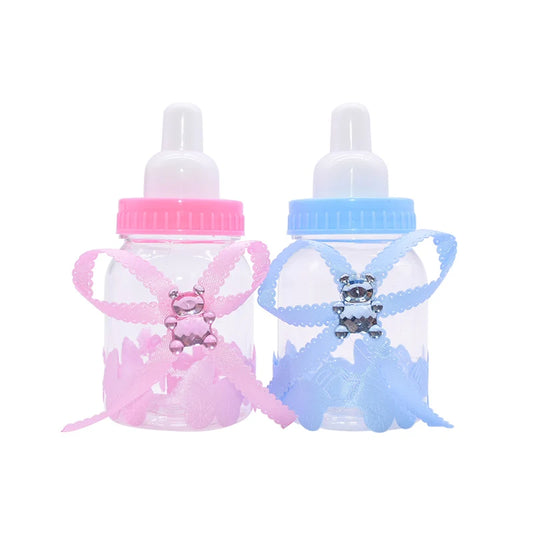 12pcs Boy Girl Baby Shower Decor Chocolates Candy Bottles Baptism Favors Box Gender Reveal Party Gifts Boxes Mini Baby Bottle