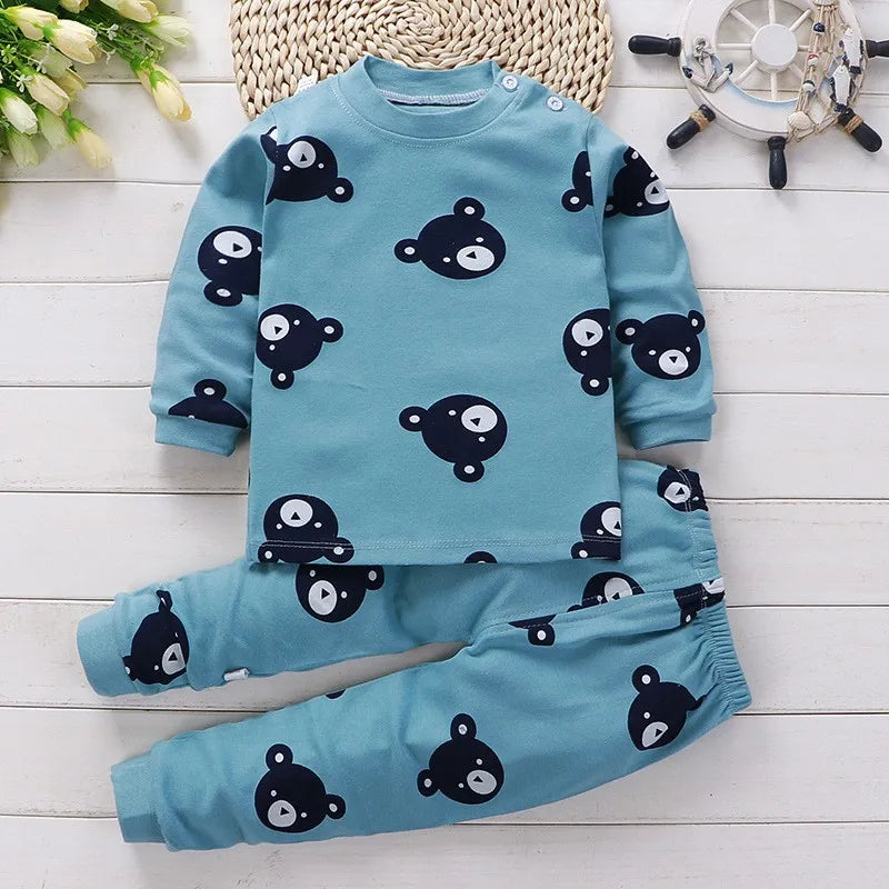 0-4 Age Kids Wear Autumn Baby Long Sleeve Suits Girl Clothes 2021 Print Cartoon Baby Boys Outfits Autumn Winter Baby Pajamas Set