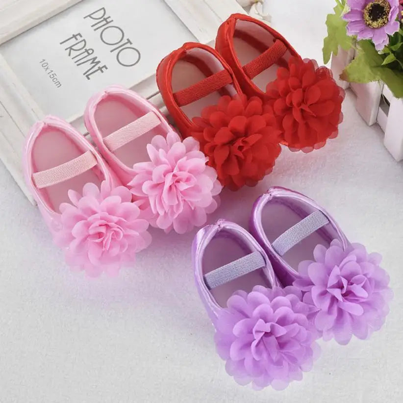 Toddler Baby Girl Boy Chiffon Flower Elastic Band Newborn Walking Shoes Baby Girl Shoes zapatos tape for tennis boots baby