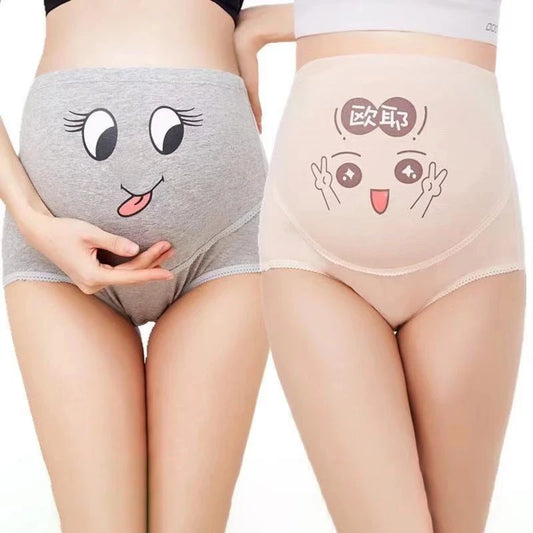 Cotton High Waist Maternity Briefs Adjustable Belly Panties Cartoon Printing Eye Clothes For Pregnant Women Pregnancy Intimates