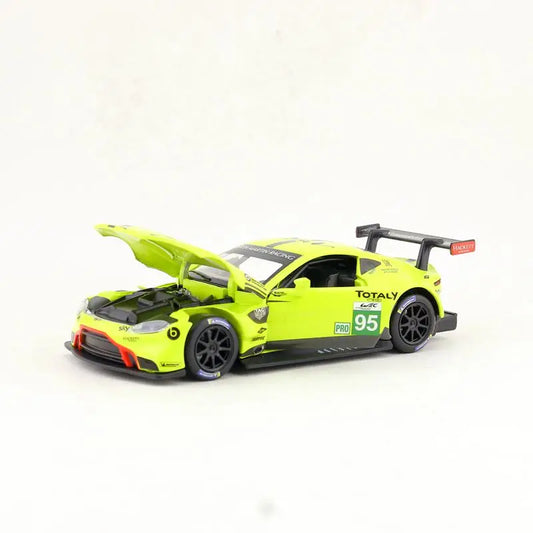 1:32 Scale RMZ City Diecast Toy Model Aston Martin Vantage GTE Le Mans Racing Car Pull Back Sound & Light Educational Collection