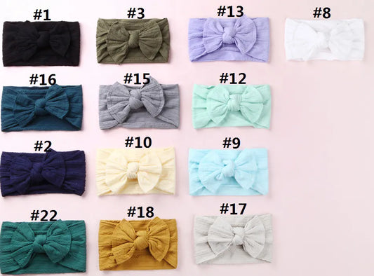 30PC/lot Newborn Kids Handmade Cable Knit Wide Nylon Headbands,Knotted Hair Bow Ribbed Headband,Children Girls Hair Accessories
