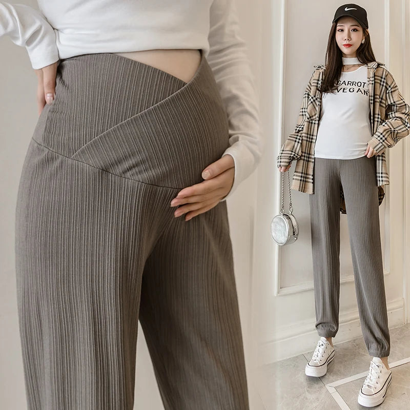 2023 Sports Casual Cotton Maternity Pants Spring Autumn Thin Belly  Clothes for Pregnant Women Preganncy Trousers Clothing