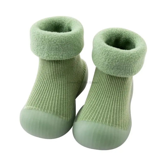 Kids Snow Boots Baby Boys Girls Solid Winter Warm Soft Knit Soft Sole Rubber Shoes Socks Slipper Stocking Toddlers First Walkers