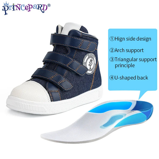 Autumn Children Orthopedic Shoes, Blue Kids Sport Sneakers with Corrective Insole Collocate AFOs Tip Toe Walking Arch Support