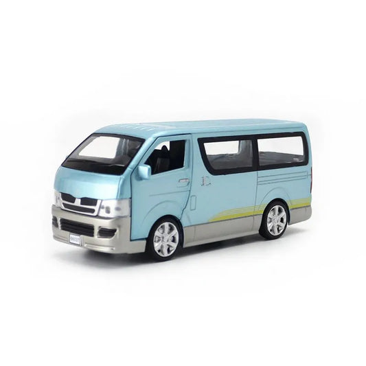 1/32 TOYOTA HIACE Toy Car For Children Diecast Van MPV Model Pull Back Doors Openable Sound & Light Collection Gift For Boys