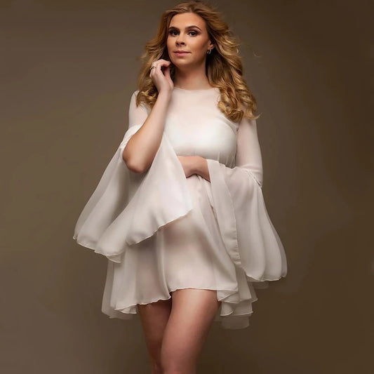 2023 Soft Chiffon White Tulle Maternity Dress Photography Props Clothing Women Dresses Pregnancy Photo Shoot Studio Accessories