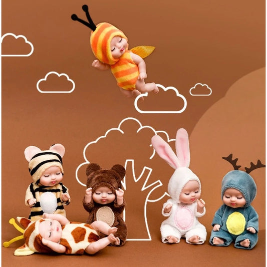 New Fashion 11cm Simulation Rebirth Dolls Toy Mini Cute Sleeping Baby Series Doll Cartoon Animal Toy for Kids Birthday Gift