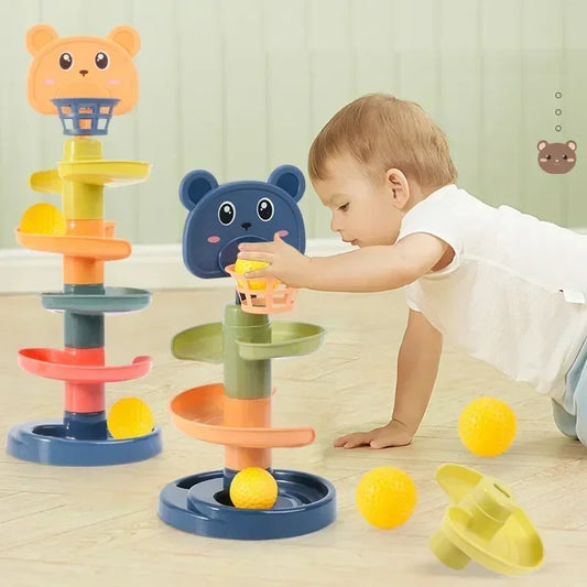 Baby Ball Drop and Rolling Ball Pile Tower Toys Early Educational Toy Rotating Track Toy for Toddler Stacking Toy For Kids Gifts