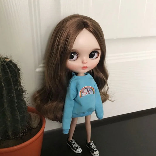 Cute Blyth Doll Spring Autumn Sweatshirt bf style Doll Hoodie Suit For licca azones ob24 ob27 Doll Body (Without shoes and doll)
