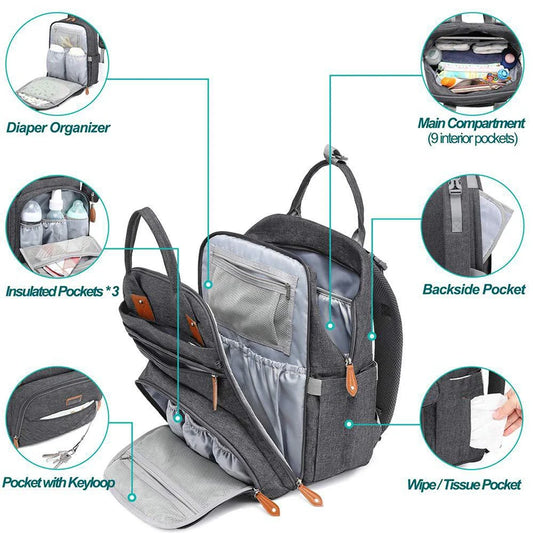 Hot Selling Foldable Mommy Bed Bags Multifunctional Fashion Mother Baby Bag Waterproof Large Capacity Mommy Backpack Dropshippin