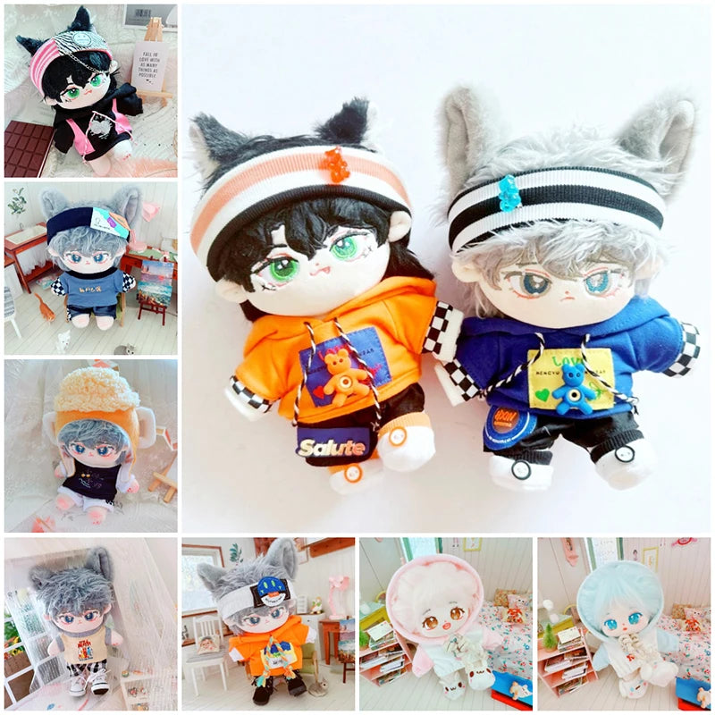 20cm Doll Clothes Hoodies and Pants T-shirt Dress Up Stuffed Dolls Lovely Outfit Change Dress Game Playing House Gift Toys