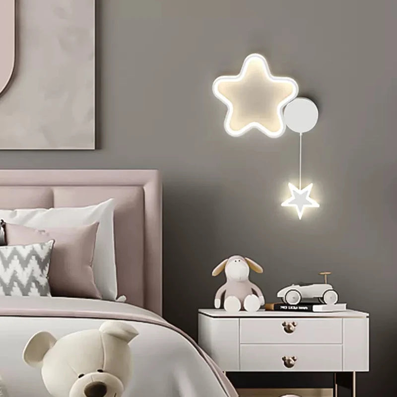 Modern LED Wall Lamp Cloud Star Moon Black and White Lighting For Children's Room Study Bedroom Living Room Indoor Wall Decor