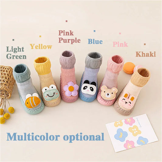 Cute Cartoon Animal Baby Shoes Foot  Floor Socks For Boy Girl Winter Soft Cotton Anti Slip Soled Newborn Toddler First Walkers