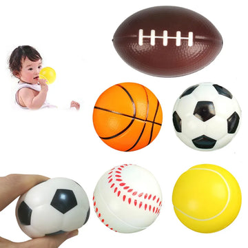 5Pcs Children Soft Football Basketball Baseball Tennis MotionToys Foam Sponge Decompression Vent Stress Balls Soccer Anti Stress