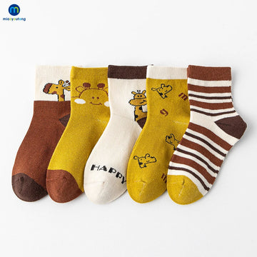 5 Pairs /Lot Baby Girls Socks Autumn Winter Cartoon Children Socks Boneless Combed Cotton Infant Toddler Boy Socks Miaoyoutong