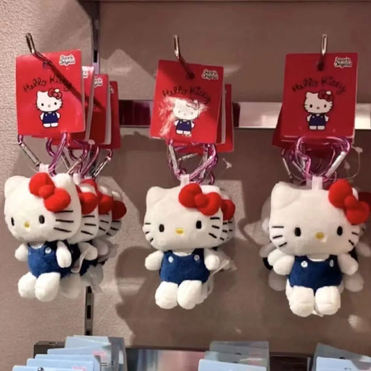 10CM Sanrio Hello Kitty Plush keychain Kawaii Cartoon Heart Buckle Plush Toy Pendant Cute Bag Backpack Ornament Gift Charm