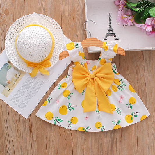 Baby Girl Dress Fruit Print Cotton Fashion Dress Summer New Comfortable Breathable Clothes