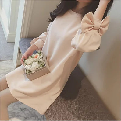 2024 autumn round collar long-sleeved maternity a-line dress for nursing pregnant women red dress breastfeeding shirts lactation