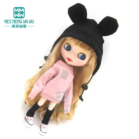 Blyth Doll Accessories Clothes Fashion Sweatshirt, Shoe Covers, Sneakers for Blyth Azone Doll Christmas Gift