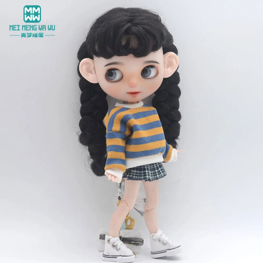 Clothes for doll three piece fashion sweater set fits Blyth Azone OB22 OB24 doll accessories