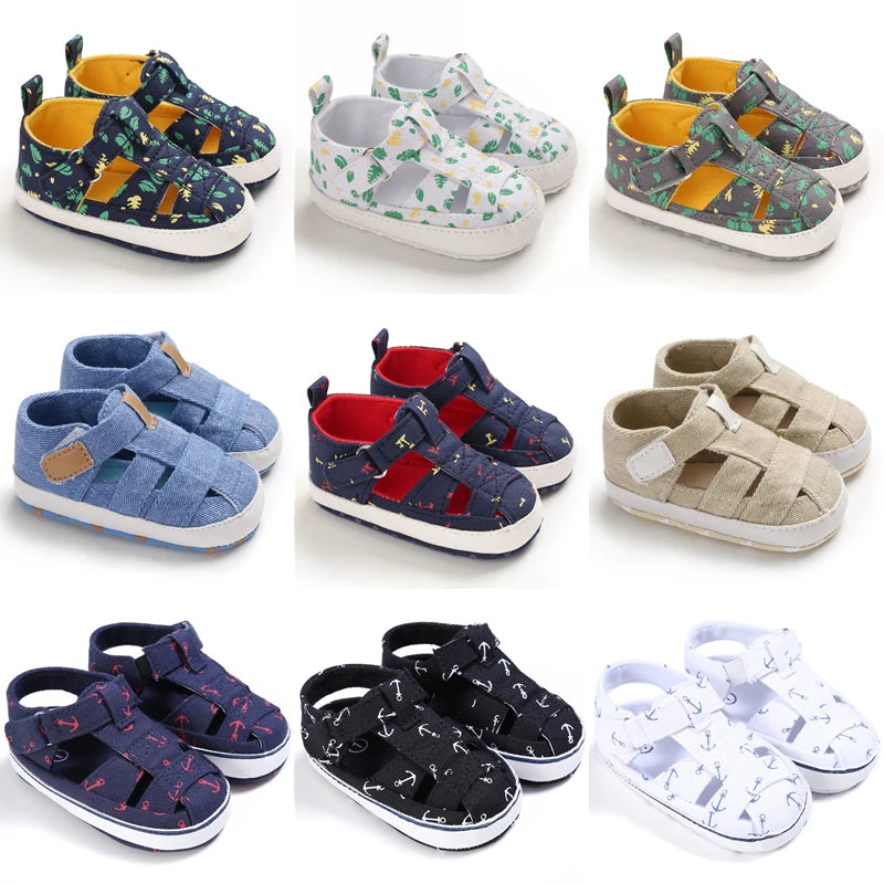 Summer Newborn Baby Boys Girls Fashion Summer Soft Crib Shoes First Walker Infant Anti Slip Sandals Shoes Soft Sole 0-18Months