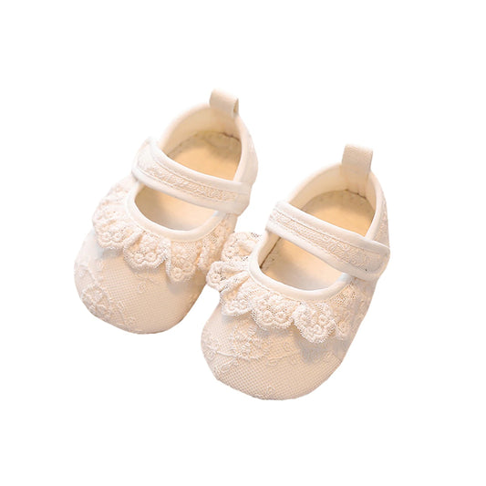 BeQeuewll Infant Baby Girls Shoes Non-Slip Soft Soled Lace Bowknot Flats Toddler First Walker Spring Autumn Princess Shoes