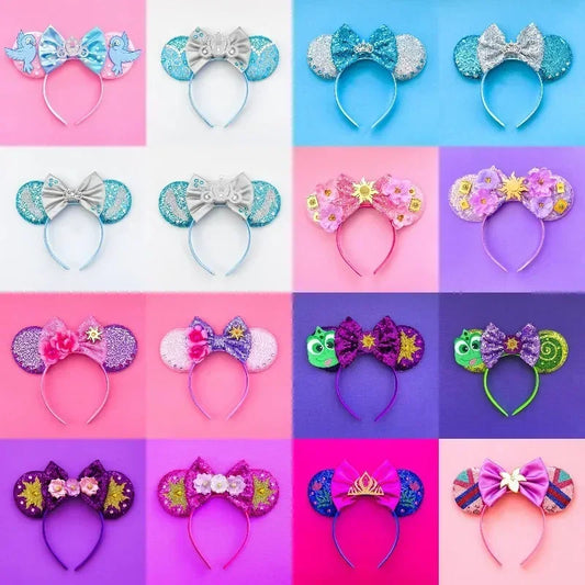 Disney Pumpkin Wagon Ears Head Band Girl Cinderella Hairband Baby Crystal Shoes Ears Headbands Women Crown Bow Hair Accessories