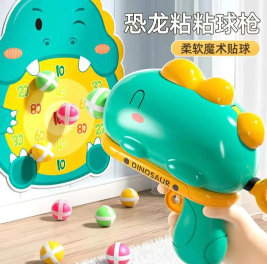 Dinosaur Sticky Ball Gun Throw Ball Dartboard Target Shooting Kid Party Game Outdoor Sport Toys for Kids Interactive Board Games