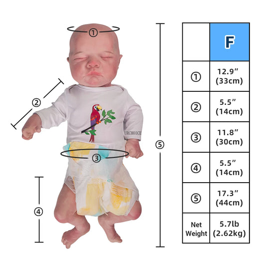 Realistic Lifelike 1:1 Real Touch Washable 17 inch Artificial Boy Baby Doll Toys Soft Painted  Full Solid Silicone Reborn Bebe
