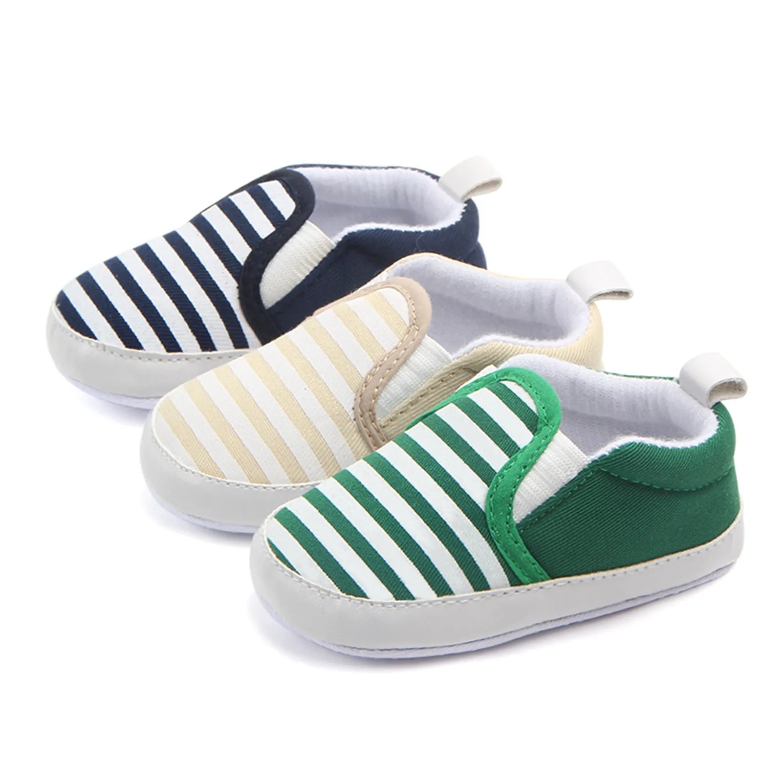 Infant Newborn Baby Flat Shoes, Stripe Print Non-Slip Slippers Soft Sole Adorable Baby Booties Babies First Walking Shoes 0-18M