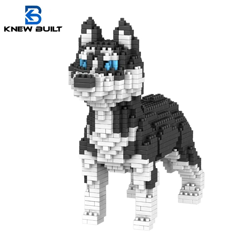 KNEW BUILT Dog Model Mini Building Block Toys Set for Kid Boy Girls Adult Beginner Teddy Hughes Corgi Collie Pet Style Bricks