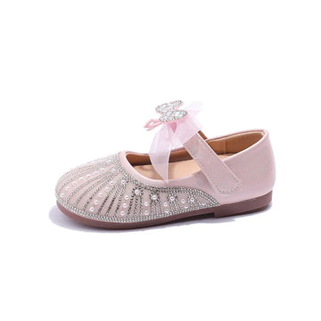 Girl Princess Shoes New Soft Sole PU Leather Toddler Children's Flats Kids Rhinestone Crystal Footwear Size 23-35