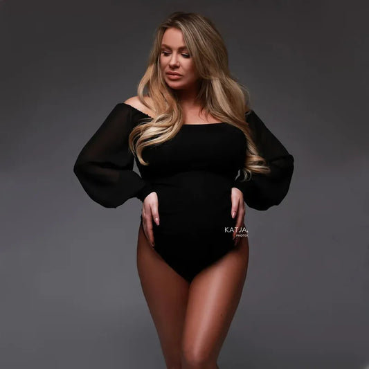 Sexy Black Maternity Bodysuit Stretchy Photography Short Pregnancy Women Dress Photo Shoot Jumpsuits