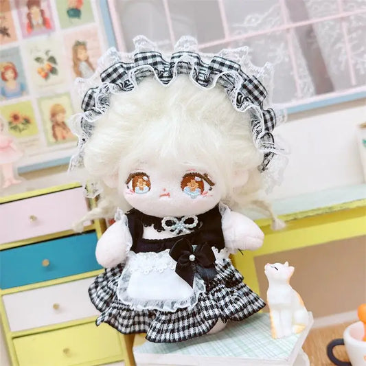 10cm Cute Black Lolita Dress Suit Plush Idol Doll Kawaii Soft Stuffed Cotton Doll DIY Clothes Accessory for Girl Collection Gift