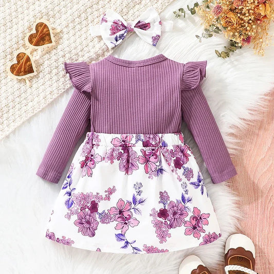 Dress For Kids 3 Months - 3 Years old Birthday Korean Style Long Sleeve Cute Floral Princess Formal Dresses Ootd For Baby Girl