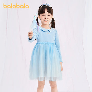 Balabala Toddler 2023 Girl Dress Autumn Princess Dress Gauze Fashion Sweet Comfortable Dress