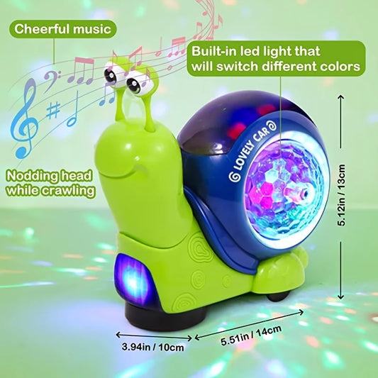 Interactive Musical Light Up Crawling Snail Toy - Early Learning Educational Toy For Babies & Toddlers!