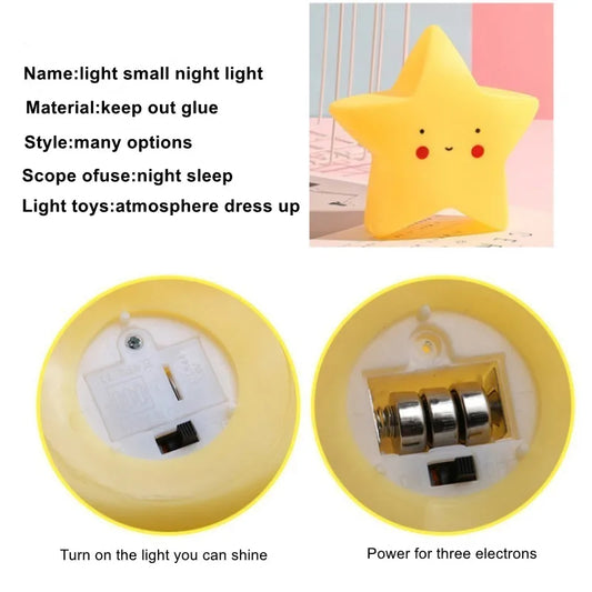 Cartoon Christmas Night Light LED Decoration Moon Star Girl Kids Children Toy Gift Lamp for Bedroom Bedside Room with Battery