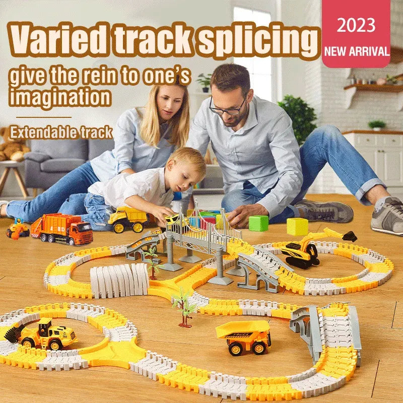 Children Electric Track Toy Car Engineering Minin Car Set Kids Puzzle Boy Toys Track Car Train Toys For Children Birthday Gift
