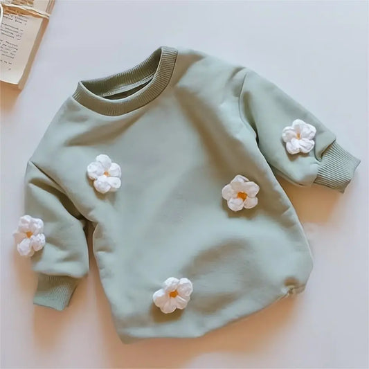 2023 Spring Baby Clothes Flowers Sweatshirt Romper Baby Girl Boys Long Sleeve Bodysuit Clothes Newborn 0-12 Months 24M Jumpsuit