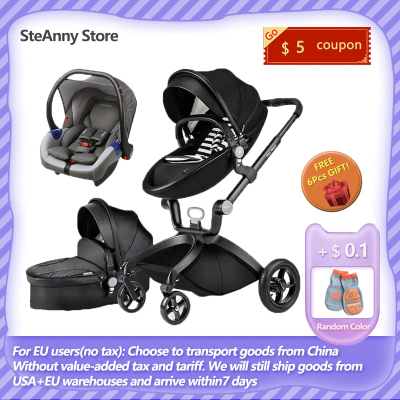 Baby Stroller 3 in 1,Hot Mom travel system High Land-scape stroller with bassinet in 2021 Folding Carriage for Newborns baby