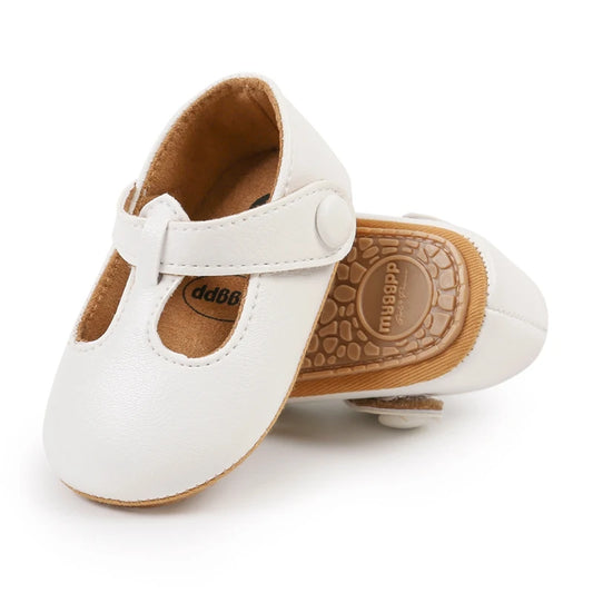 Baby Girls First Walker Shoes Princess Newborn Wedding Dress Crib Shoes Toddler Walking Flat Soft Sole PU Leather Casual Shoes