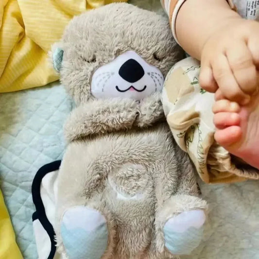 Breathing Bear Baby Soothing Otter Plush Doll Toy Baby Kids Soothing Music Baby Sleeping Companion Sound and Light Doll Toy Gift
