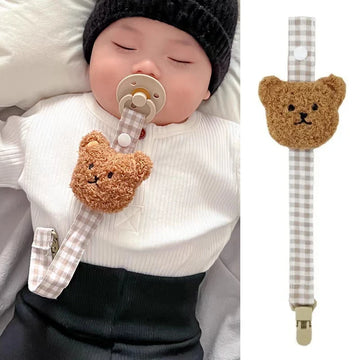 Cute Bear Baby Pacifier Clip Chain Dummy Holder Soother Pacifier Clips Strap Nipple Holder Infant Feeding Babies Accessories