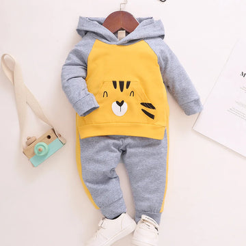 3-24 Months Toddler Baby Boy&Girl Clothes Set Cartoon Tiger Long Sleeve Hoodie Shirt + Pants Autumn Winter 2PCS Outfit Suit
