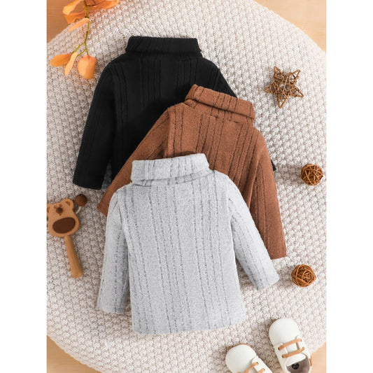 3PCS Set Ootd Terno for Newborn Baby Unisex Boy Girls Top 3-24 Months Fashion Long Sleeve Warm Sweater Winter