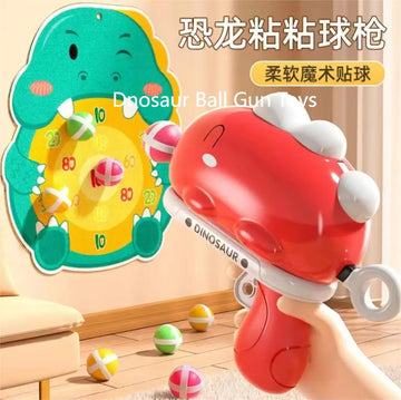 Dinosaur Sticky Ball Gun Throw Ball Dartboard Target Shooting Kid Party Game Outdoor Sport Toys for Kids Interactive Board Games