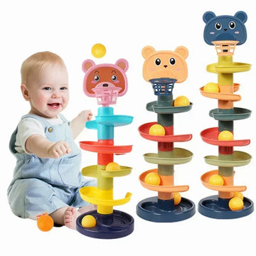 Baby Ball Drop and Rolling Ball Pile Tower Toys Early Educational Toy Rotating Track Toy for Toddler Stacking Toy For Kids Gifts