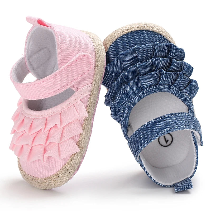 Newborn Baby Girls Classics Shoes Lovely Wave  Solid Color Princess Shoes Infant Soft Sole First Walkers 0-18Months